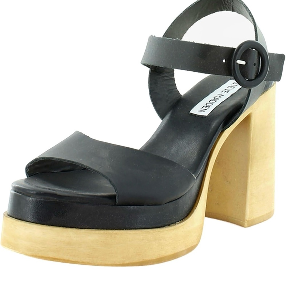 Steve Madden Ruth Black Leather Heels Shoes size 8